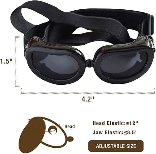 Miniatura 3 de Enjoying Paquete de gafas de sol UV para perros con casco de motocicleta para mascotas de raza pequeña, gatos, color negro