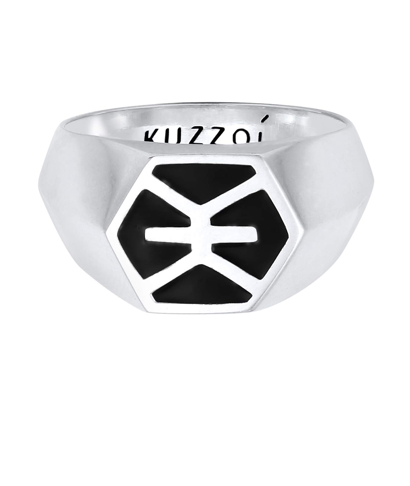 Kuzzoi Siegelring Herrenring Ring schwarz Massiv 12 mm 925 Silber | in 925 Sterling Silber Basic Silberring mit Kuzzoi Logo Ring für Männer in der Ringgröße 60 - 66
