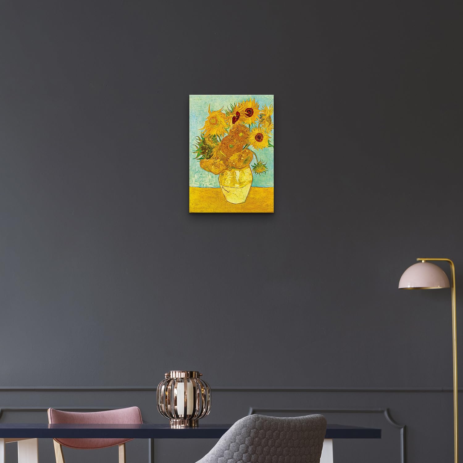 Giallobus - Cuadro - Vincent Van Gogh - - Lienzo estándar - 35x50-05 - Girasoles - Listo para colgar - Cuadros modernos para el hogar