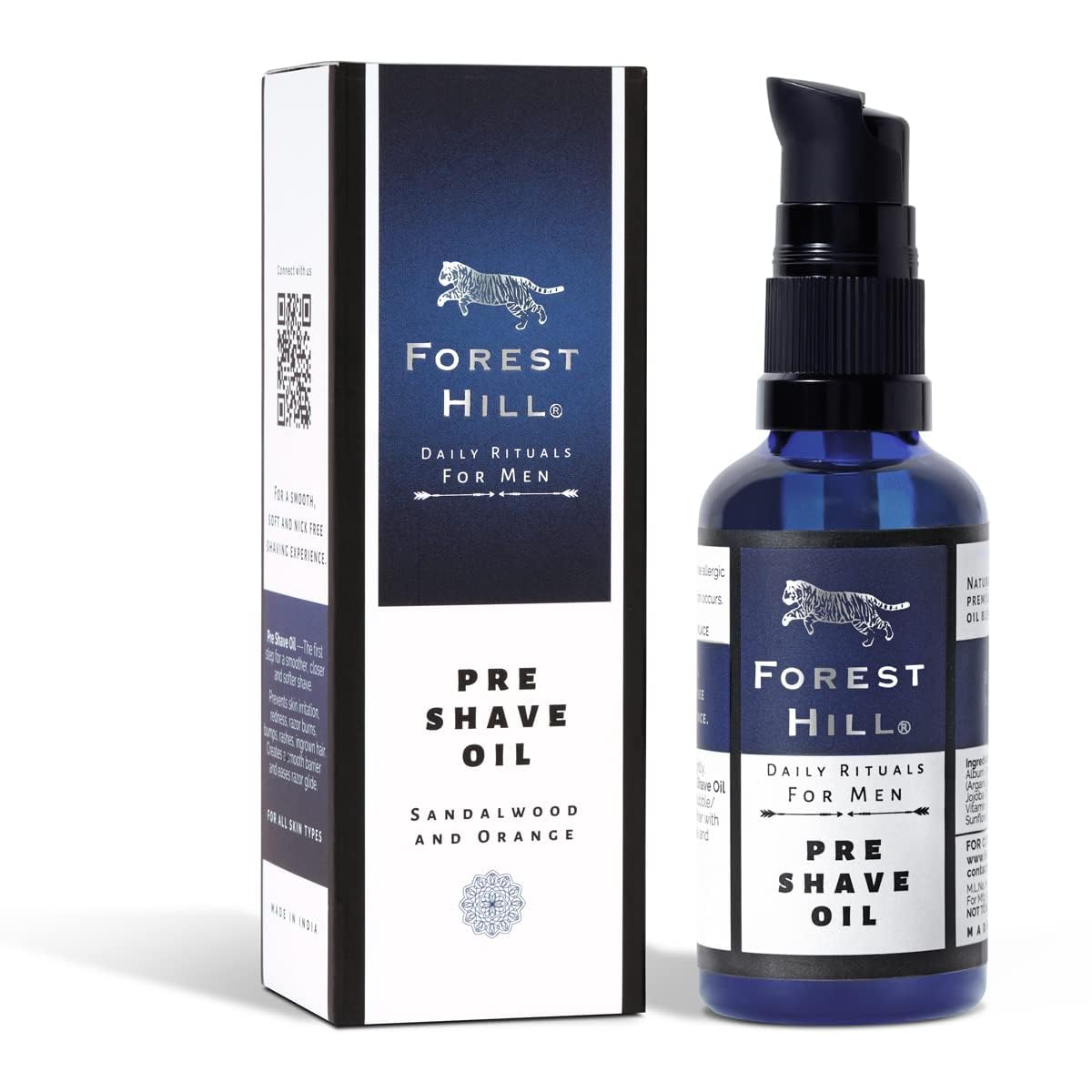 Forest Hill Set of 2 Luxury Men Grooming Shaving Kit, Lincoln Super Soft Bristle White Shaving Brush & Pre Shave Oil 50ml, Soften Hair, Hydrate & Protect Skin, Suitable For All Skin, Ideal For Personal & Professional Salon 4