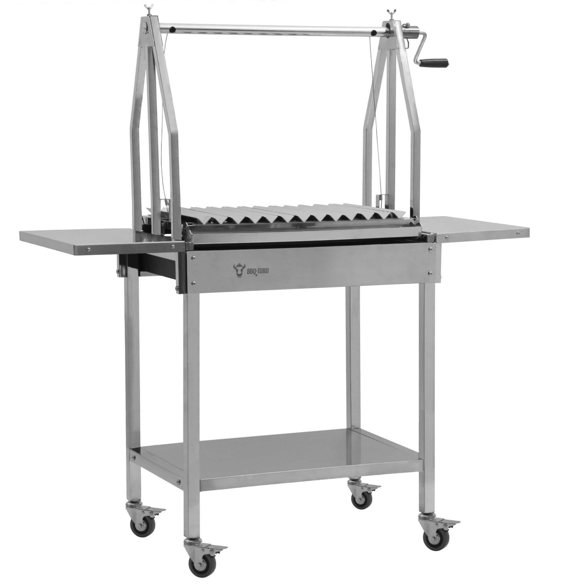 BBQ-Toro Barbecue a carbonella argentina con ripiani laterali, in acciaio inox, 119 x 45 x 135 cm