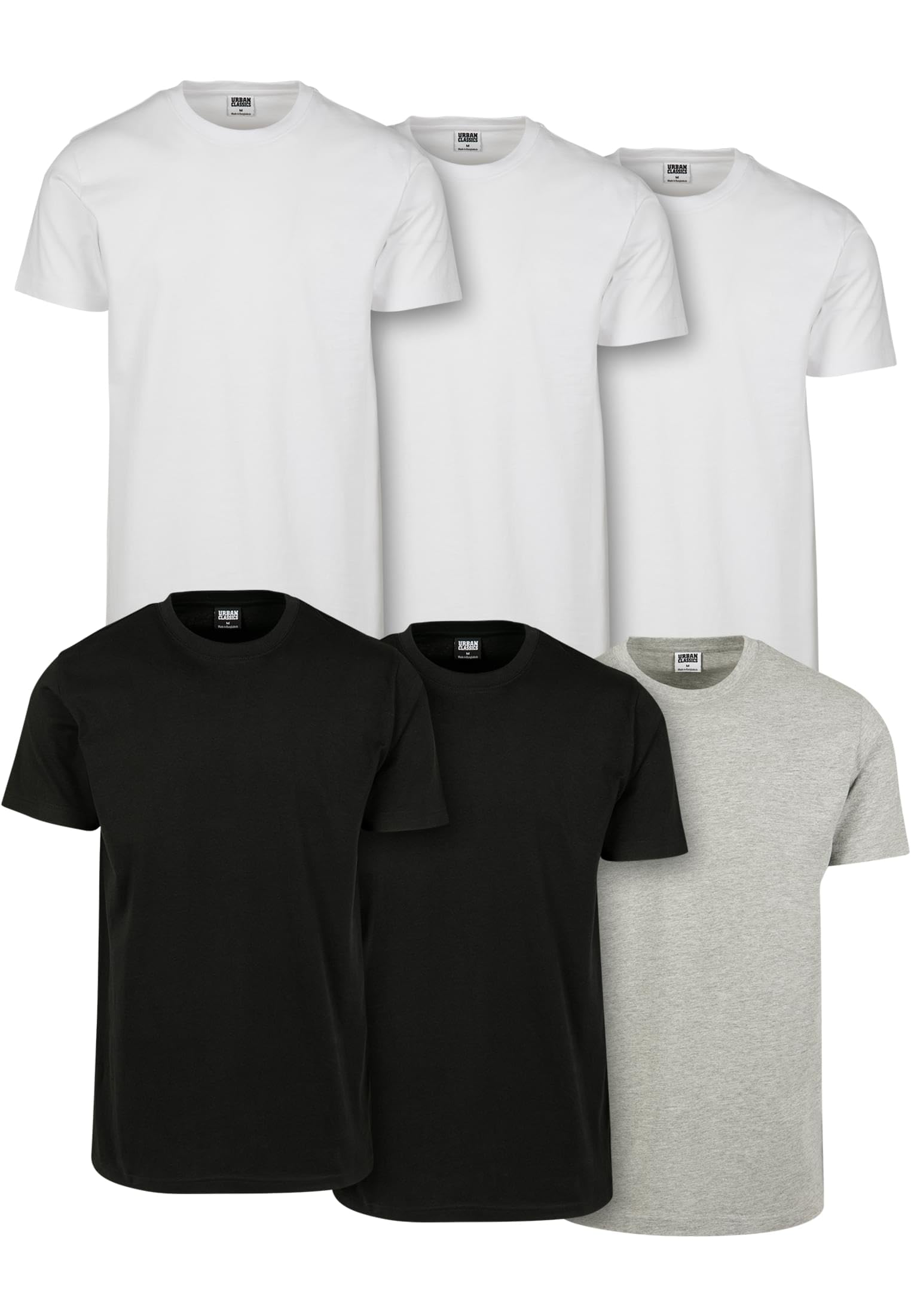 Urban Classics Men's Basic Tee T Shirt, Multicolour (White/White/White/Blk/Blk/Gry 02257), 3XL UK