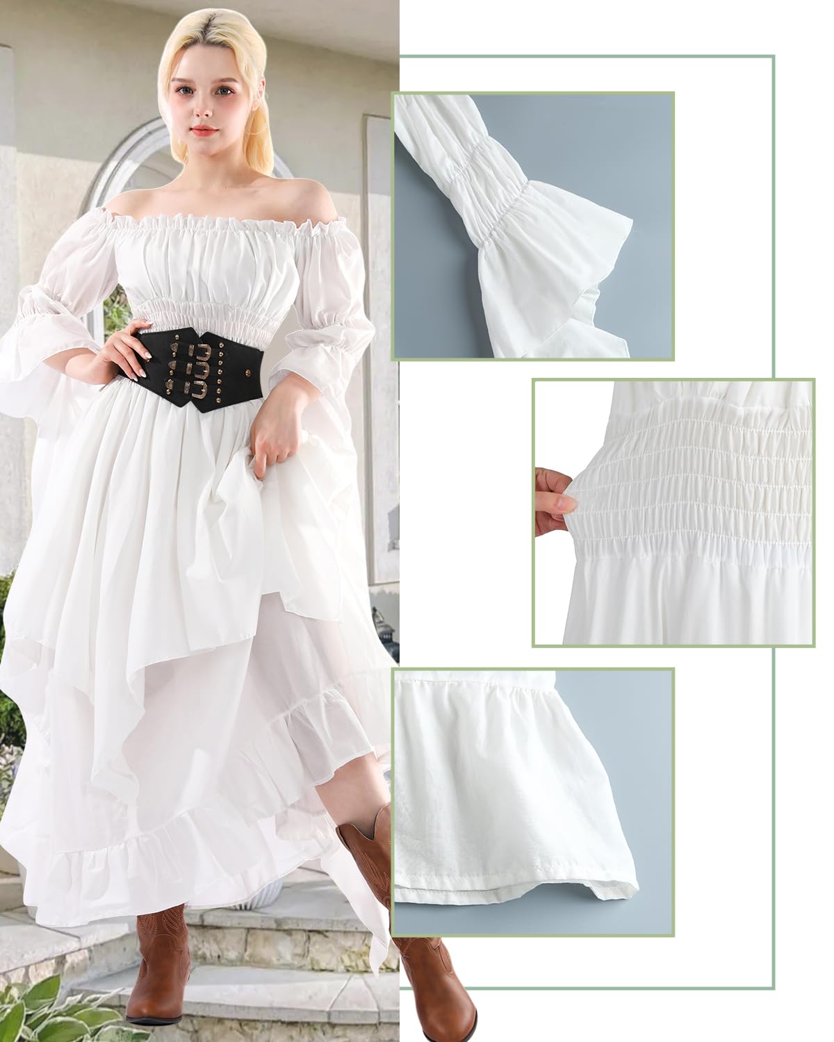 CR ROLECOS Abito vittoriano costume rinascimentale retrò spalle scoperte donne gotico abito da strega abiti medievali