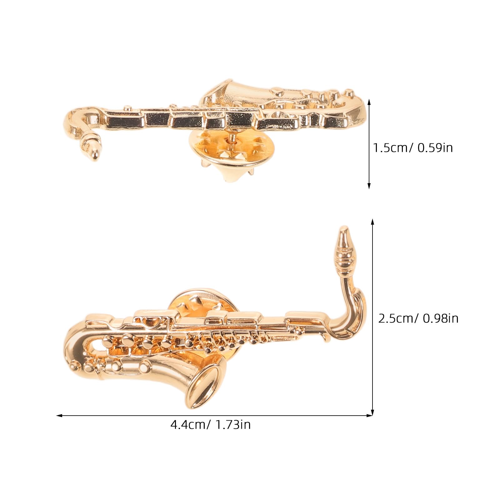 Genérico Pin de Solapa de Saxofón 2 Unidades, Prendedor Metálico Diseño Vintage para Músicos y Fans, Adecuado para Mochilas y Ropa en Conciertos y Actividades Cotidianas