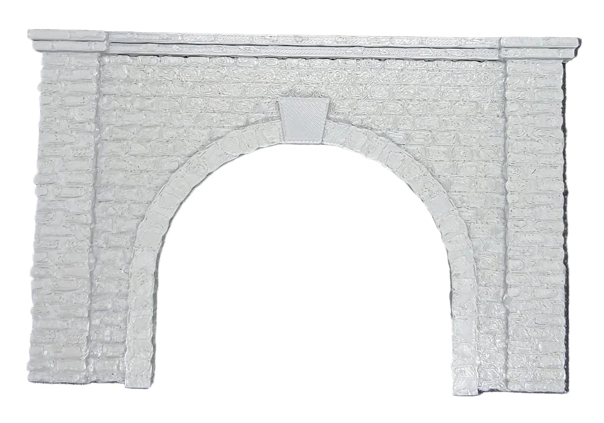 TT120 Gauge Twin Track Tunnel Portal Model Train Portal Entrance Stone Effect, Grey - Image 2