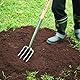 Berry&Bird Garden Digging Fork, 104CM Edelstahl Garten Spaten Gabel mit D-Grip Griff, 4-Zinken Heavy Duty Long Handled Pitchfork mit Eschenholz Griff zum Graben, Pflanzen, Kultivieren, Aerating