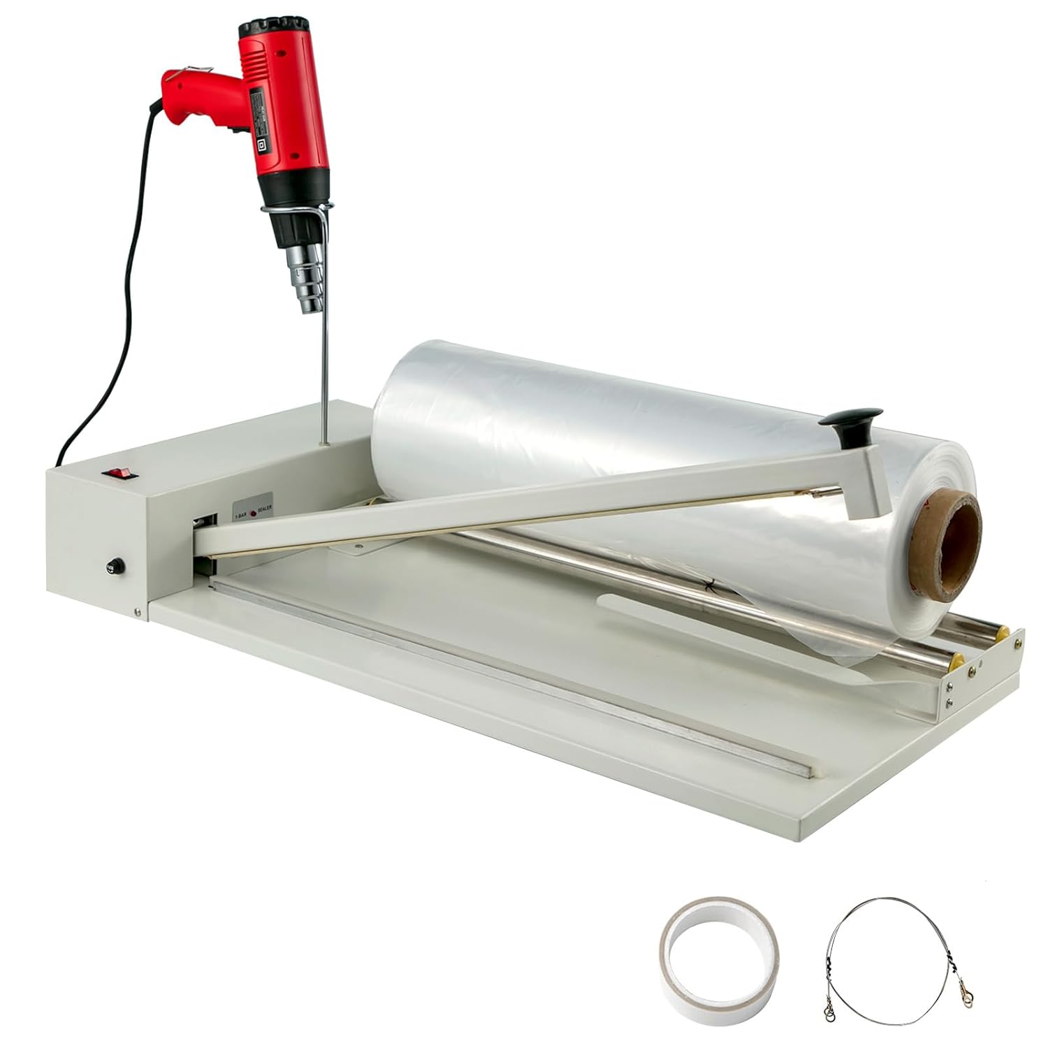 Happybuy 18" Shrink Wrap Sealer, 530W I-Bar Sealing Machine with Heat Gun and Shrink Film, PVC POF Compatible