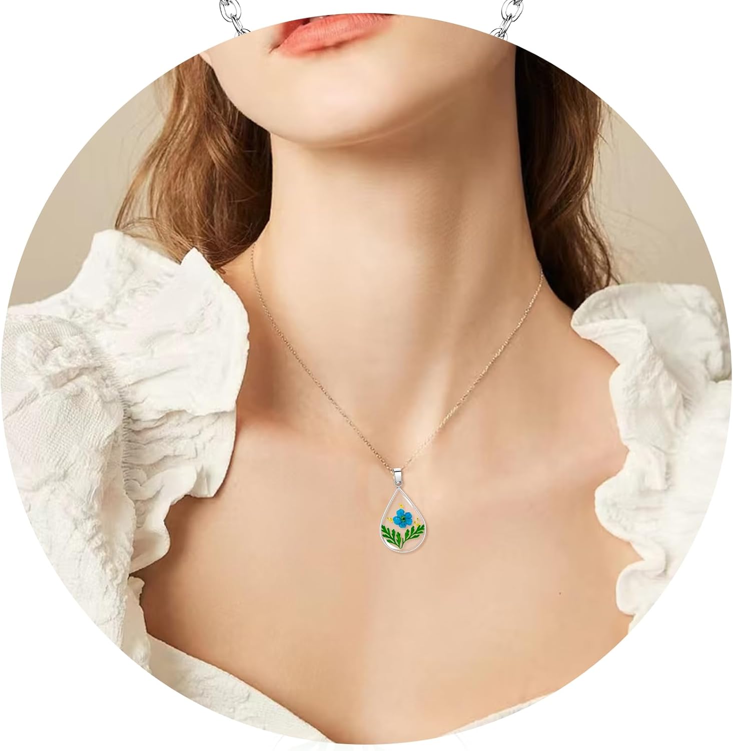 Pressed Flower Necklace,Personalized Handmade Necklace,Birth Flower Necklace For Women,Unique Resin Flower Necklace,Perfect Gifts For Birthday,Party, Christmas-18 - Image 2