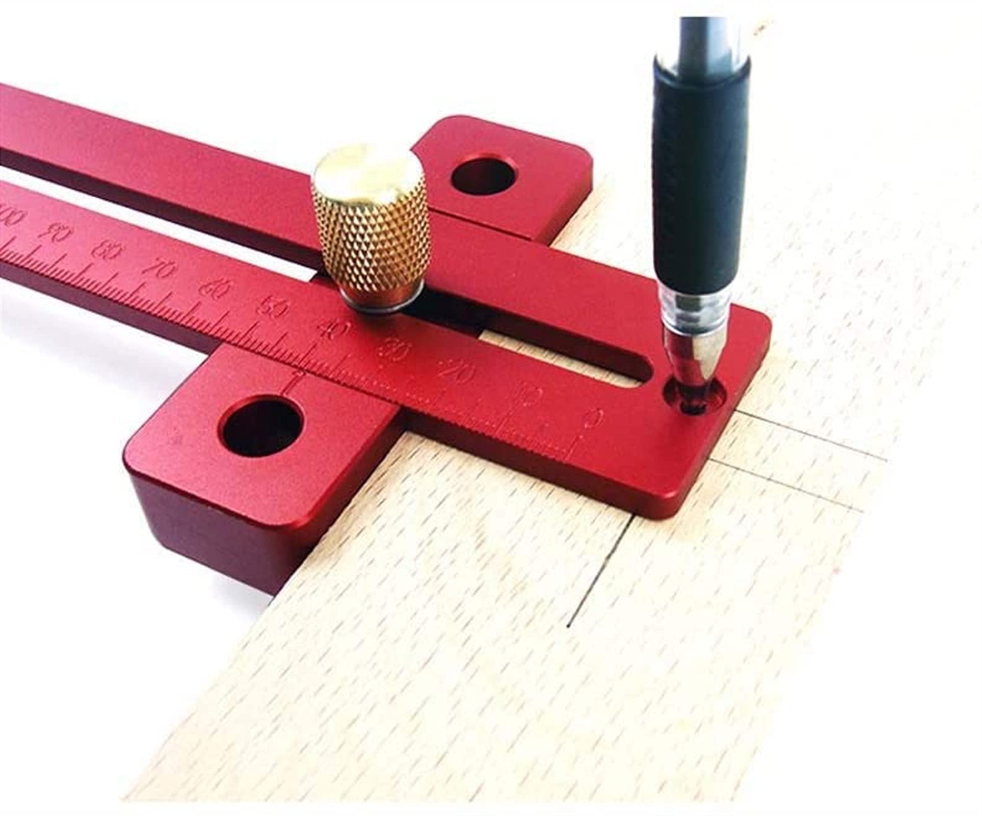 Escuadra de Alta precisión, Regla en Forma de T de aleación de Aluminio roja de 300mm for carpintería DIY medición Dibujo Marcado