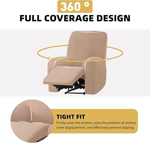 Miniatura 5 de HDCAXKJ Funda reclinable 100% impermeable de 4 piezas para sillas reclinables grandes, fundas elásticas para sillas reclinables con brazos, fundas