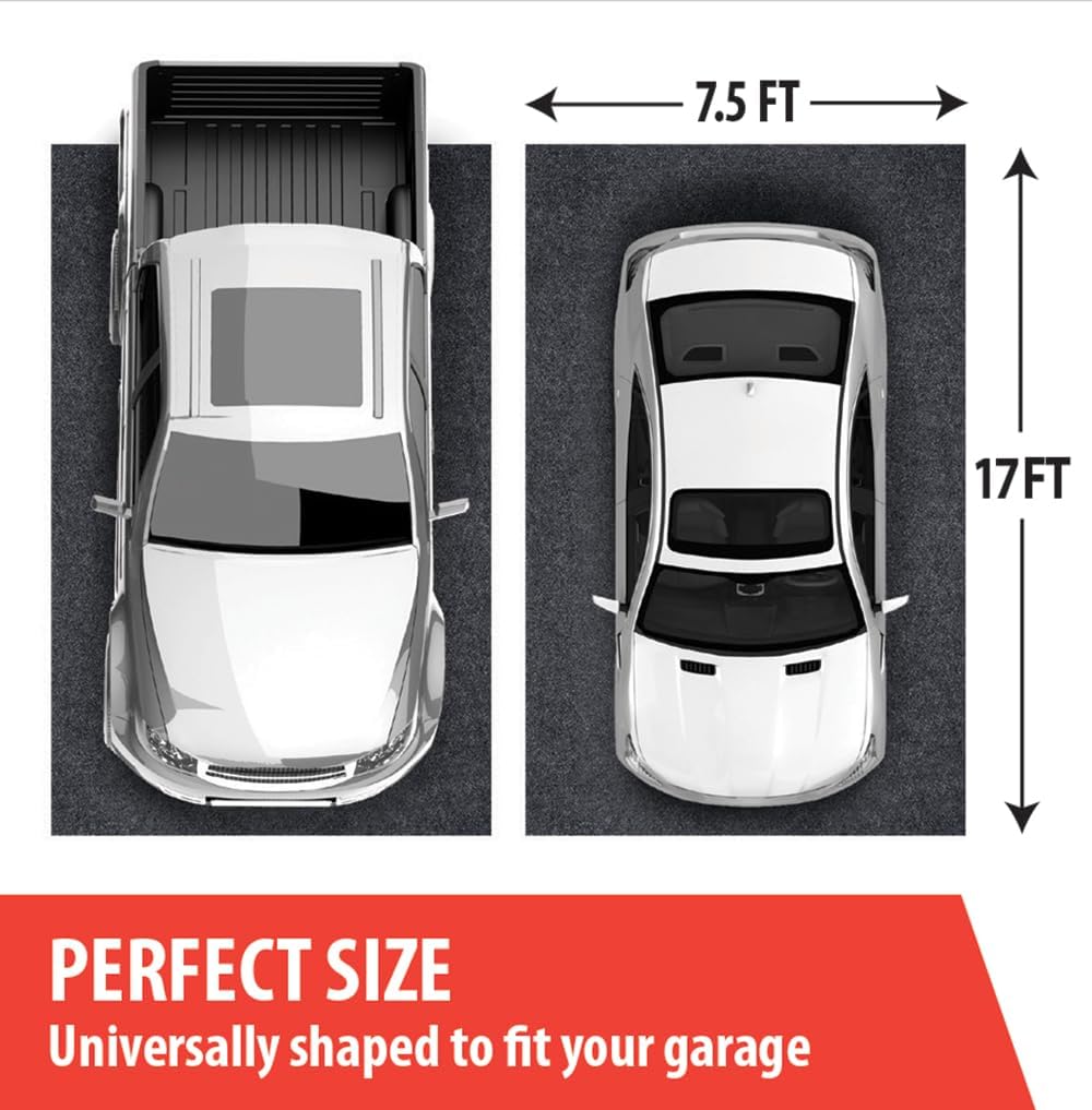 KITTRICH Vantage 2-Piece Car Garage Floor Mats with Anti-Slip Double Sided Tape, Automotive Surface Absorbent Oil Spill/Stain Protector Floor Mats, (2) 7.5FT x 17FT