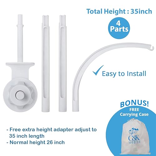 Miniatura 6 de C&K WORKS Baby Crib Mobile Bright and Colorful Animal Friends Jirafa, León, Hipopótamo, Elefante, Panda Personajes. Soporte móvil para cuna todo en