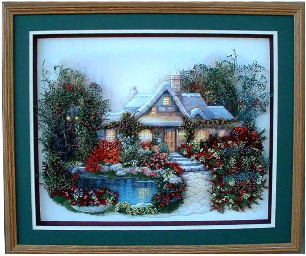 Cottage on The Pond II - by Andres Orpinas - Paper Tole 3D Decoupage Craft Kit Size 16x20 16-1048 (The Additional Pictures Show Examples This Craft Kit Assembled and Framed in a Shadow Box Frame)