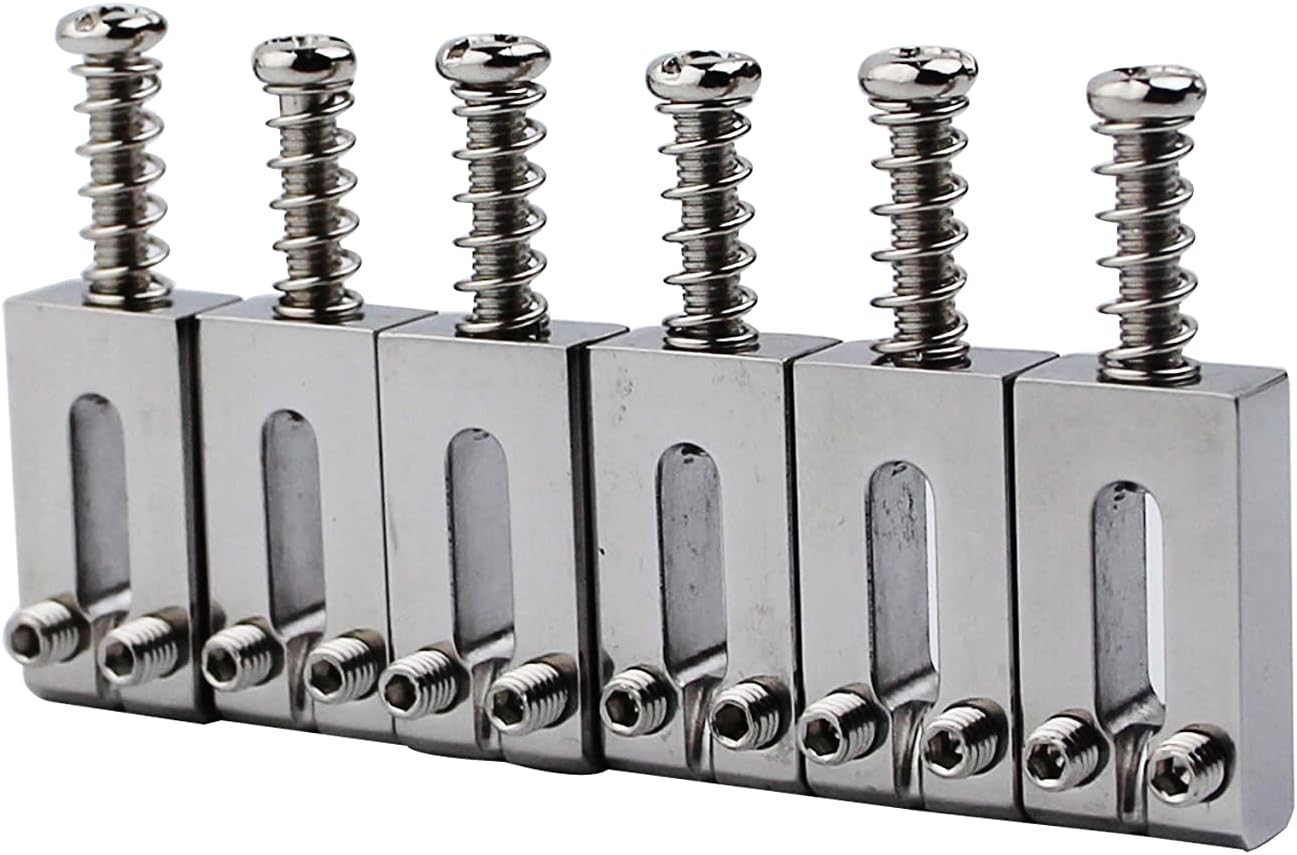 Guyker 10.5MM Guitar Bridge Saddles - Stainless Steel Polished Modern Guitar Tremolo Bridge Saddles Compatible with ST Electric Guitar (8 Piece)