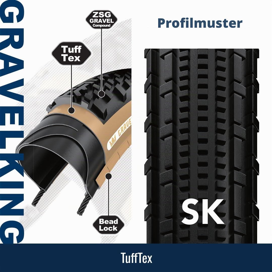 Panaracer Gravelking SK Tubeless Ready TLR | Fahrradreifen 28 Zoll | Gravel Reifen 622/700 | TuffTex Karkasse | Verbesserte Kontrolle auf Rauen