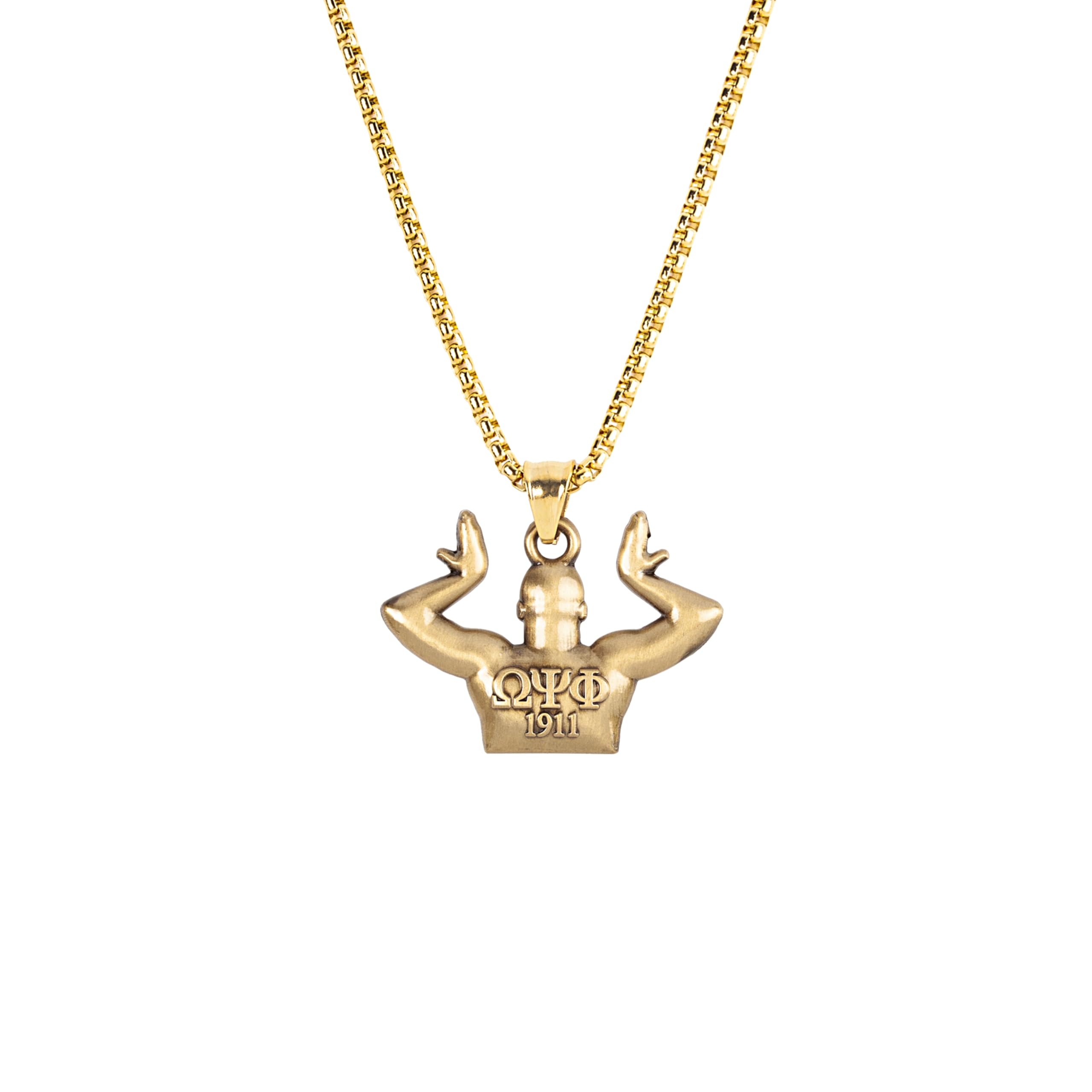 Bad BananasBBGreek Omega Psi Phi Fraternity Paraphernalia - Hooks Pendant Gold Necklace with 24 Inch Chain - Official Vendor