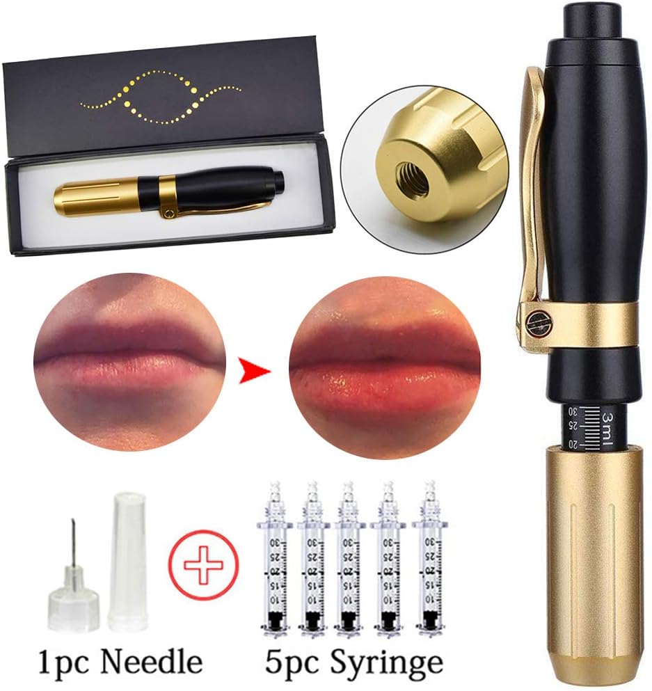 TWLCX Hyaluron Pen Ampuole Syringe 0.3ml Hyaluronic Acid Lip Filler Hyaluronic No-Needle Injection Gun, Wrinkle Anti Aging Skin Care for Face