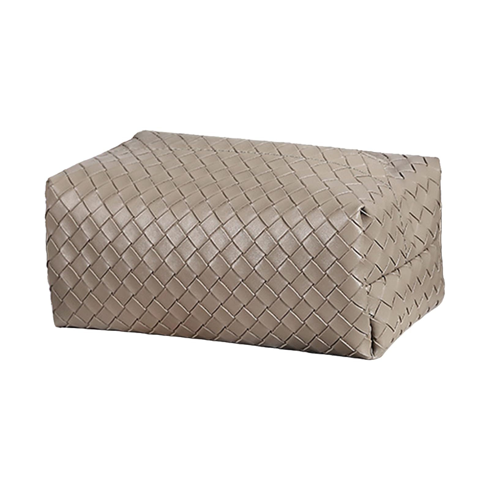 Quoravel PU Leather Tissue Box Cover, Soft Rounded Square Tissue Holder, Napkin Dispenser for Car Home Office, Modern Tabletop Organiser G