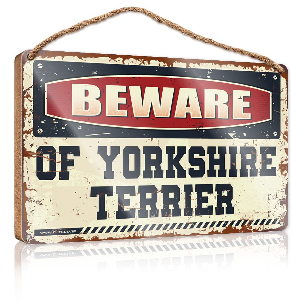 DTHA Decorative Hanging Sign Beware Of Yorkshire Terrier Wooden Sign Home Decor Farmhouse Hippie Decor(23X35CM)
