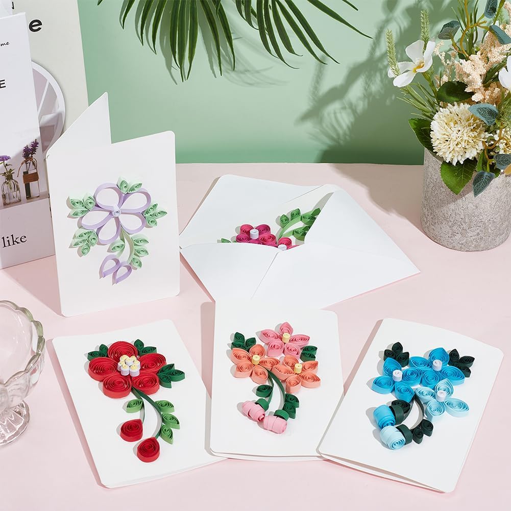 WEBEEDY 20 Sets DIY Quilling Card Kit with Instruction Flowers Greeting Card Making Kit 36 Colors Strips DIY Paper Quilling Kit for Birthday,Holiday,Valentine's Day,Anniversary,Wedding Party Gift