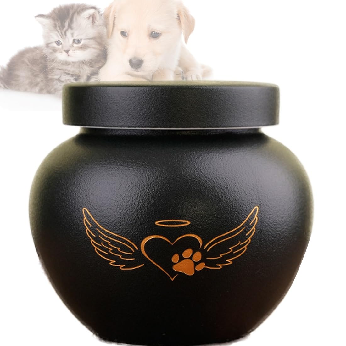 pet ashes urn, 420ml, Handmade Ceramic Pet Cremation Urn, For Dog Cat Ashes(Black)