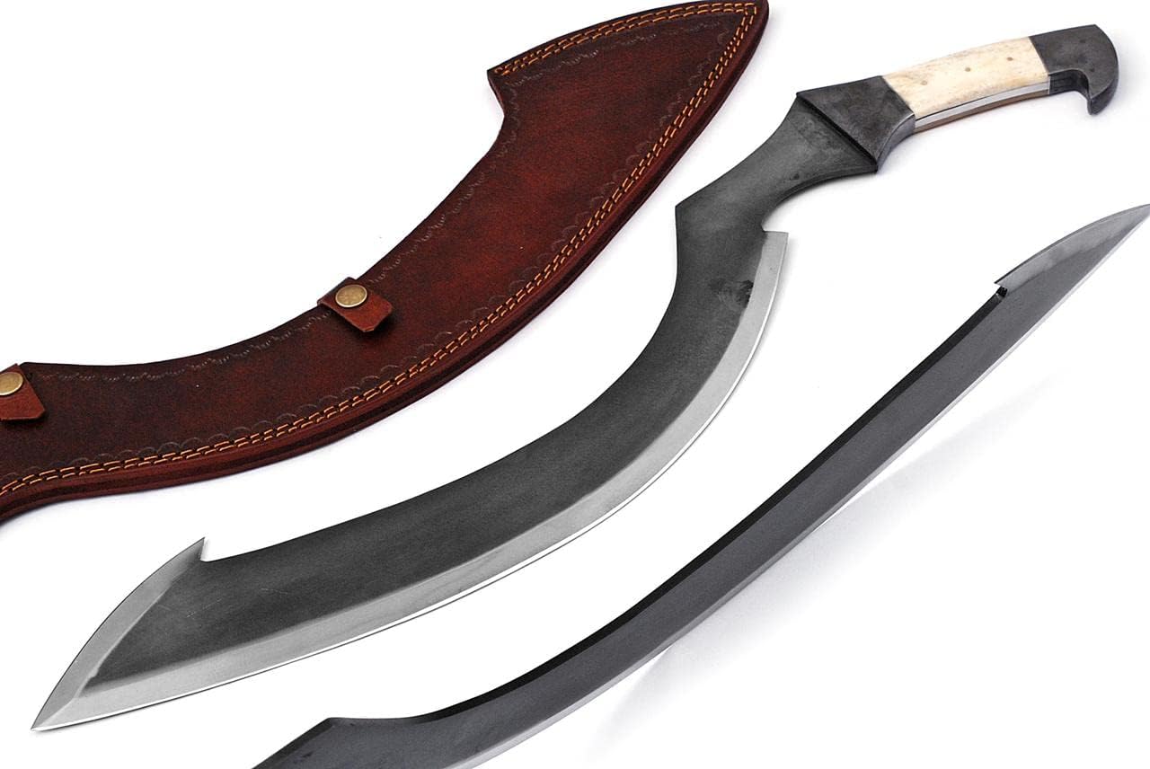 Empire - Handmade J2 Steel ull Tang Hunting Kopesh with Leather Sheath - Combat Khopesh - Camel Bone Grip - Hand Forged by Empire Industry