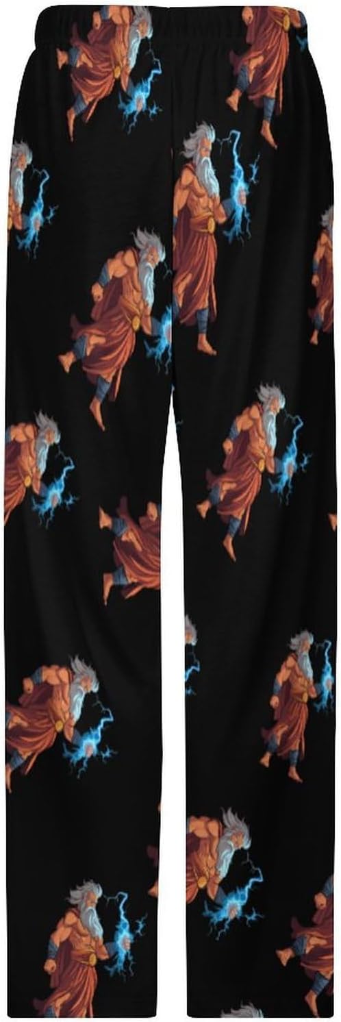 Zeus God of Thunder Greek God Men's Sleep Pants Drawstring Pajama Bottoms Comfortable Sleepwear Lounge Pants