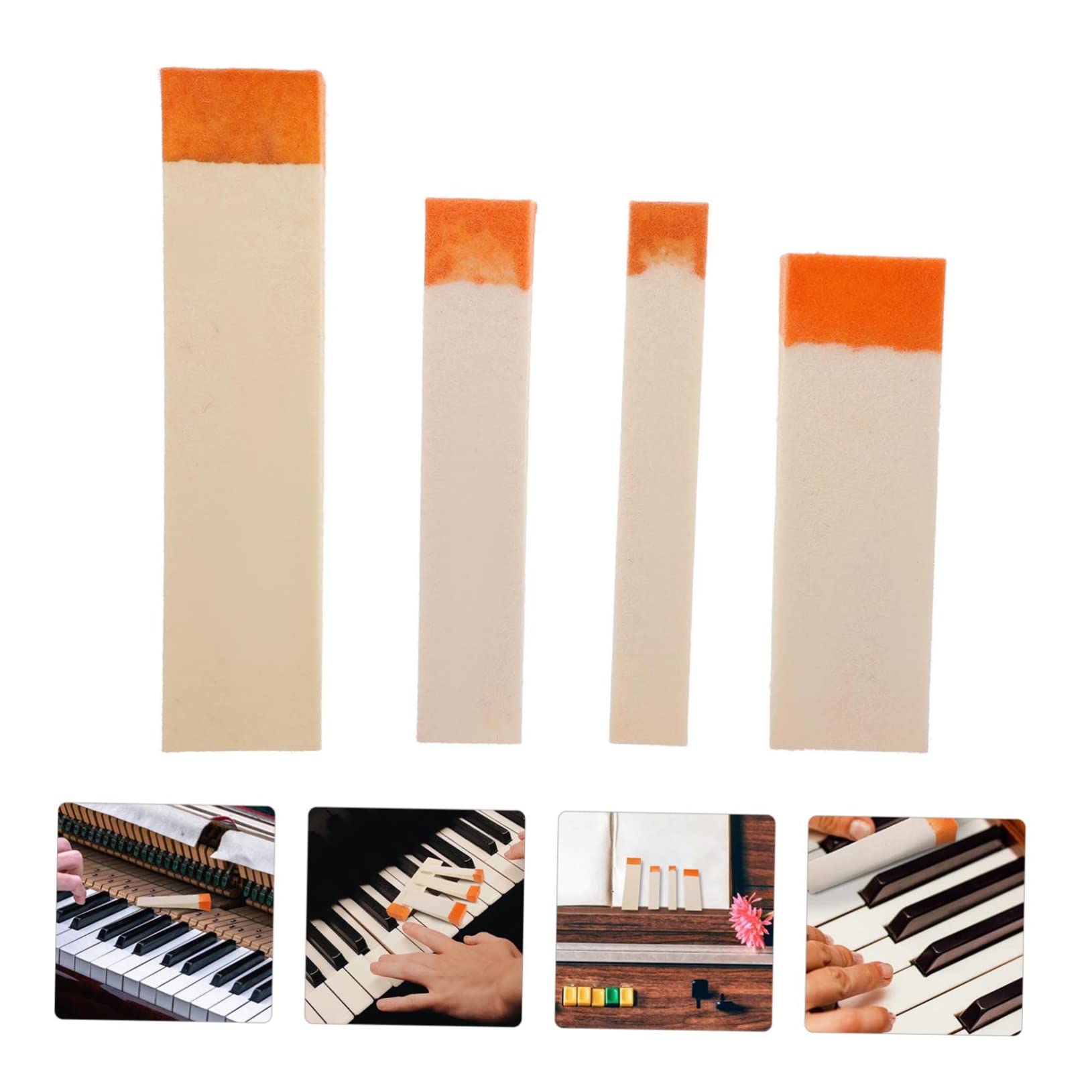 Lot De 3 Sourdines En Feutre Pour Piano - Accessoire D'accordage Silencieux, Couleurs Orange/blanc - 3