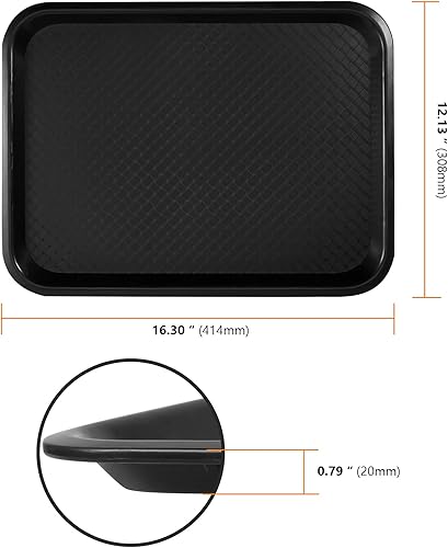 Miniatura 2 de Paquete de 6 bandejas de plástico de 12 x 16 pulgadas, bandejas de cafetería, resistentes a los arañazos, bandejas de comida rápida para la escuela,