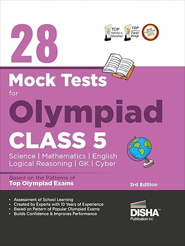 28 Mock Test Series for Olympiads Class 5 Science, Mathematics, English, Logical Reasoning, GK &amp; Cyber 2nd Edition [Paperback] Disha Experts