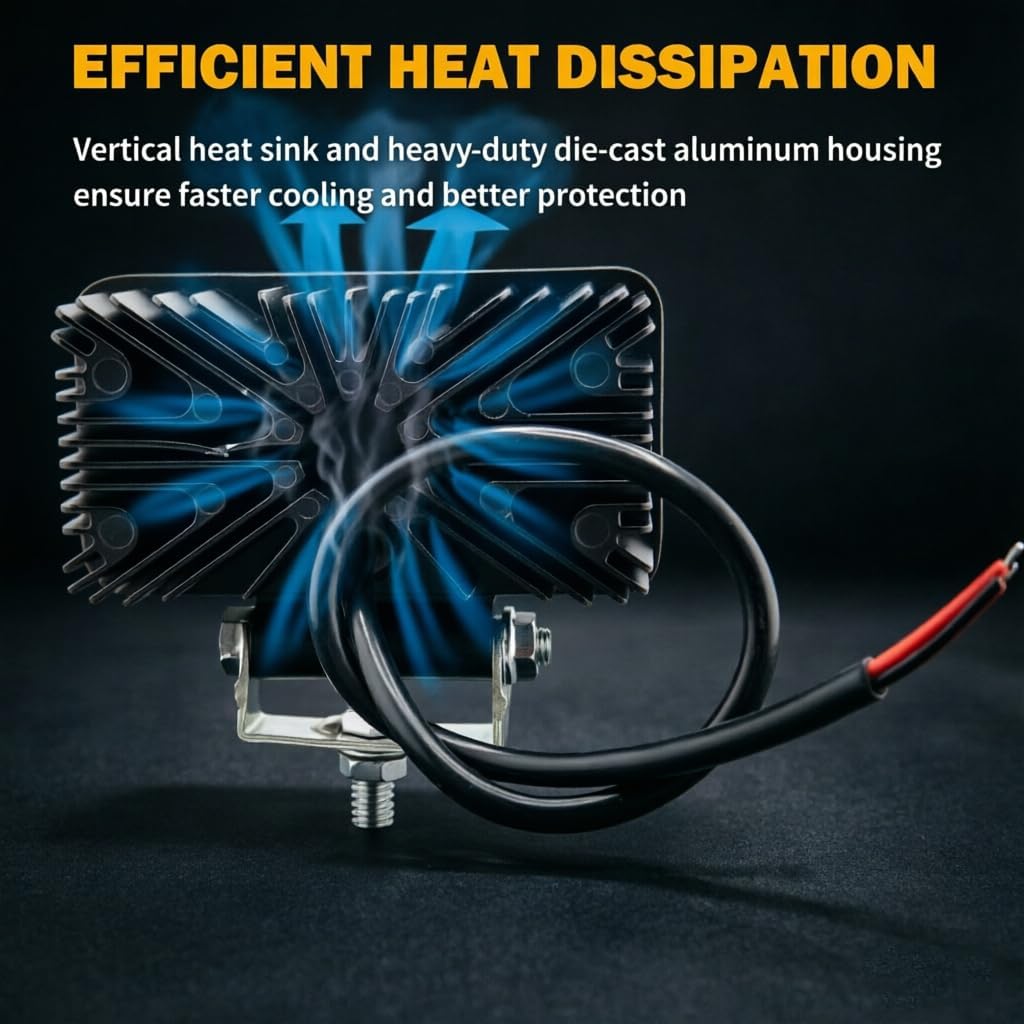 2PACK 18W Super Bright Led Work Lights 12v/24v Foglights Waterproof Off Road Headlights for Heavy-duty Equipment,Tractor,Truck,SUV,ATV, Flood Beam, DR-18WLedSF-P