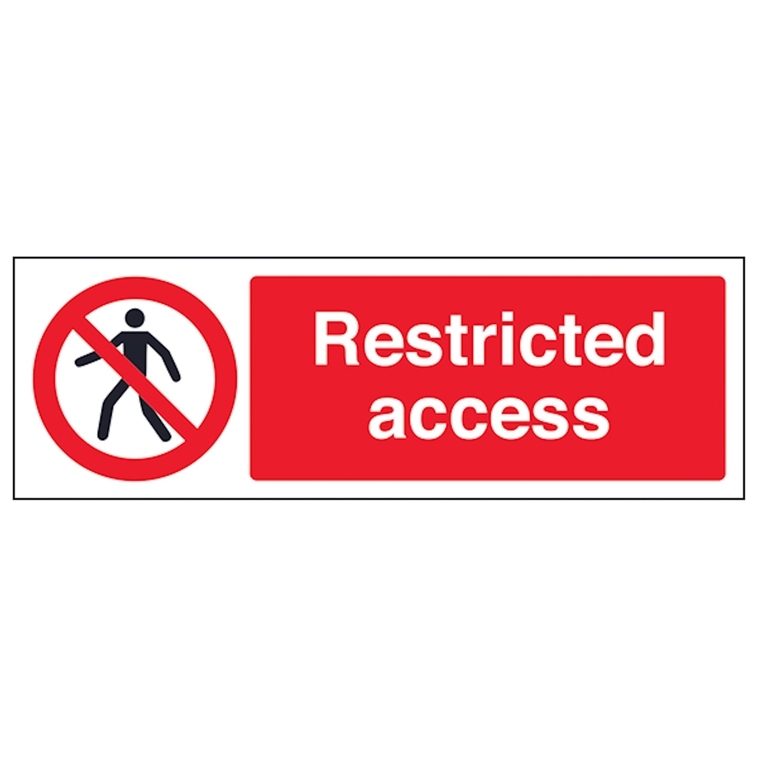 V Safety Restricted Access - Landscape 300 x 100 mm - 2mm Rigid Plastic Safety Sign