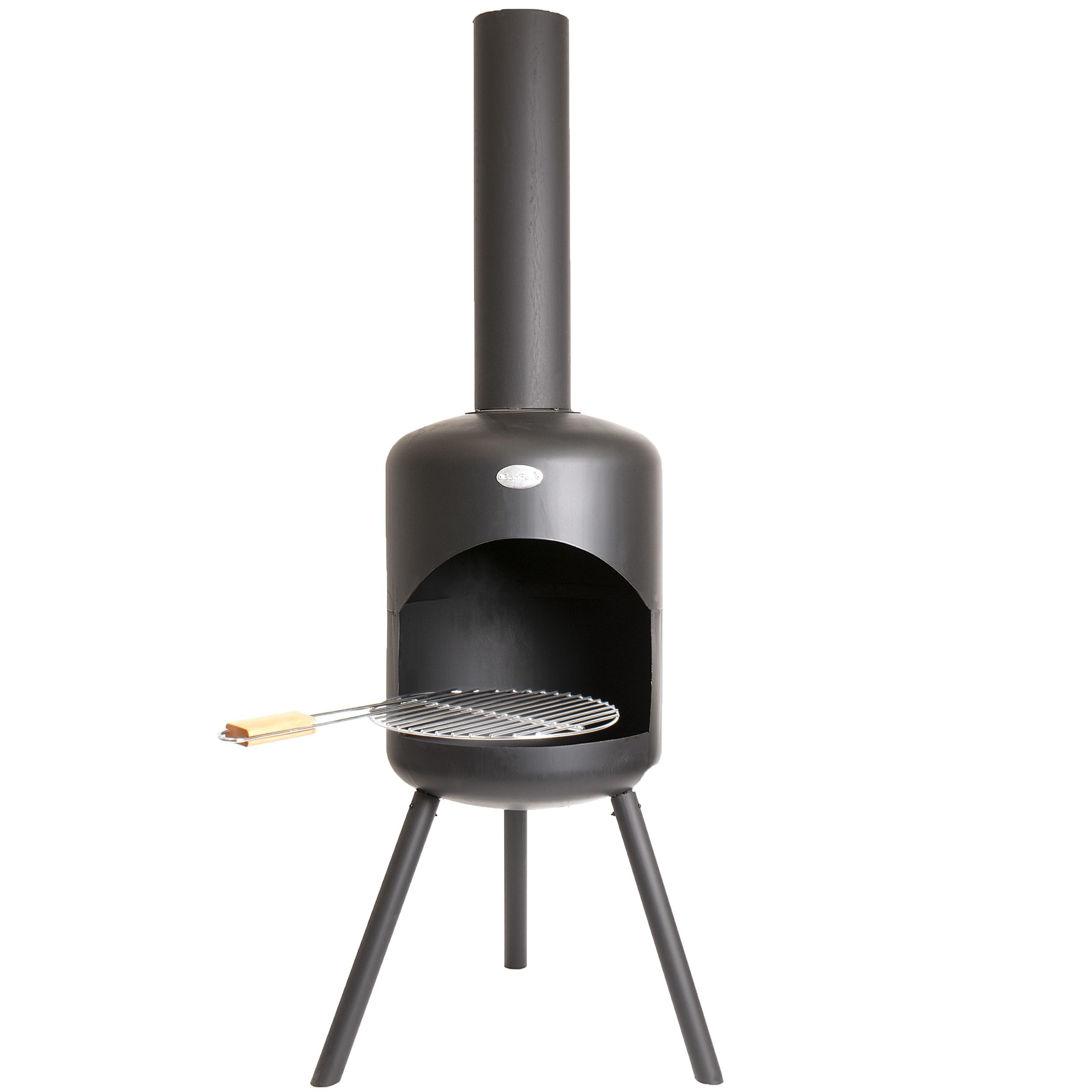 BonFeu BonSelo Nero - Braciere da Giardino - Braciere - Bracere - Bracere da Esterni - Braciere da Esterno - Braciere da Interno - Acciaio - 39 x 39 x 148 cm