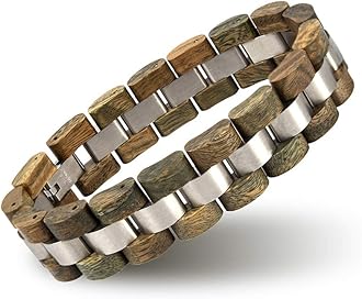 Mens Wooden Bracelet Stylish Wood & Stainless Steel Combined Wooden Bangle Jewelry Great Gift for Men