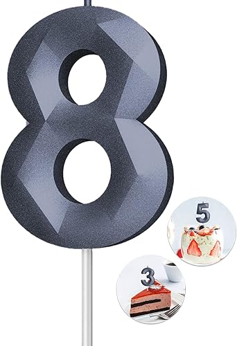 Miniatura 363 de Velas de cumpleaños con número (4 velas rojas) 3D con forma de diamante número Happy Birthday Cake Velas para fiesta de cumpleaños, boda, decoración