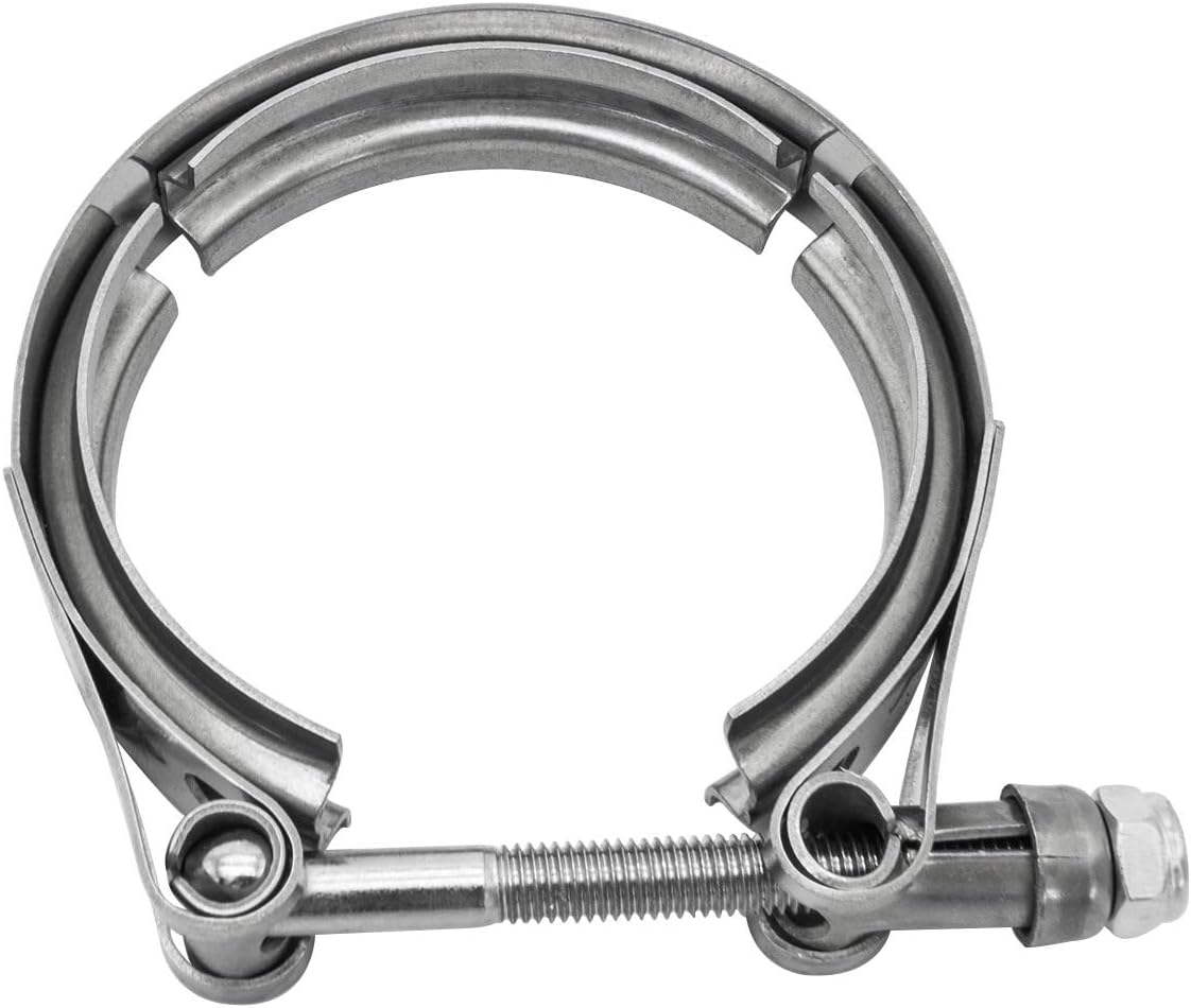 2X 2.5" Inch Stainless Steel V-Band Bolt Clamp with 2 Pcs Male Female Flanges Stainless Steel