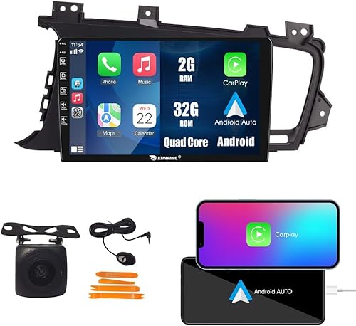 Kunfine Coche CarPlay Android Navegación Automática Estéreo GPS Radio Reverse Cámara Pantalla 9 "IPS Pantalla Táctil Headunit Tablet Pad Media