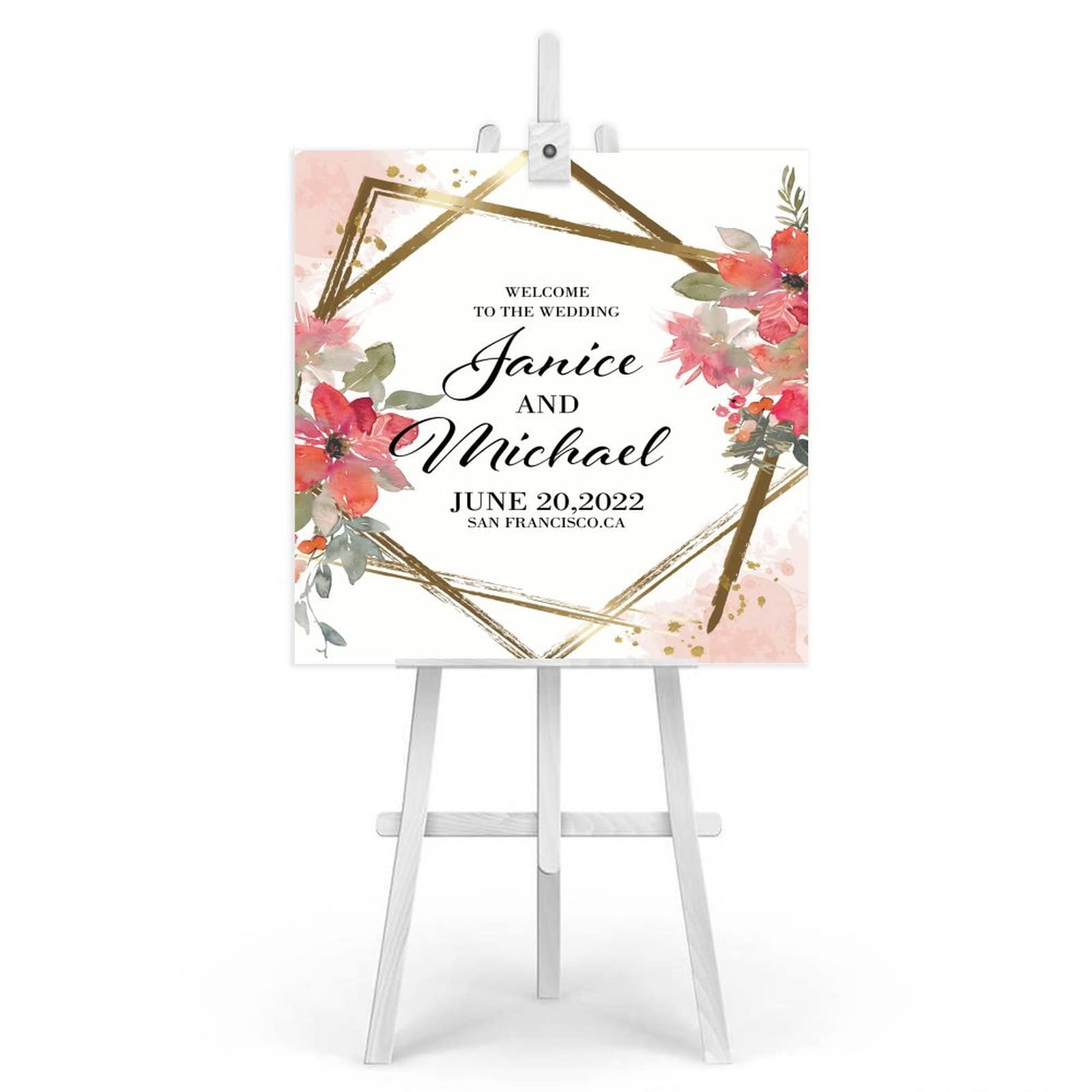 Schild aus Holz, Hochzeitsschild, Aufschrift "Welcome to the Wedding of Welcome to the Wedding of Welcome to the Wedding of Welcome to the Wedding of Welcome", Hochzeitsdekoration, 50 x 50 cm