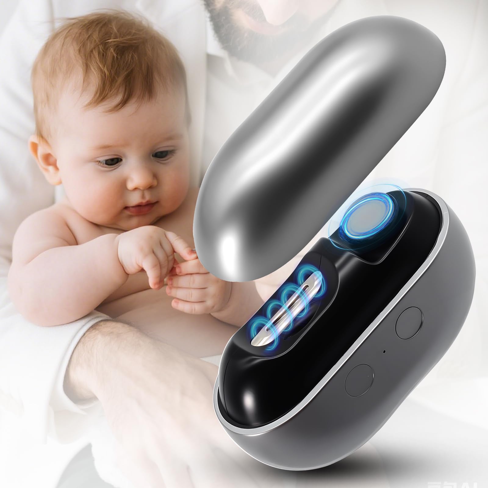 Electric Nail Clippers, Upgraded 3 in 1 Automatic and Polishing with LED Light, Nail File Toenail 2-Speed Trimmer,Dust Storage & Magnetic Cover, Safe for Babies, Kids, Seniors & Adults