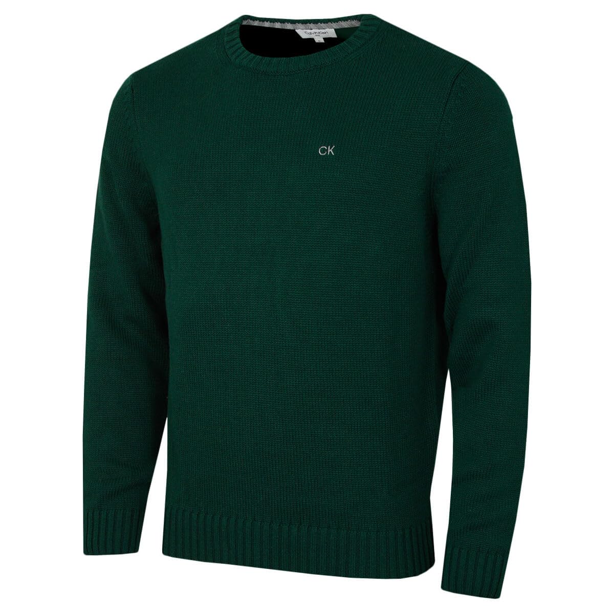 Calvin Klein Men's Forest Green Knit Campus Crew Neck Sweater - S