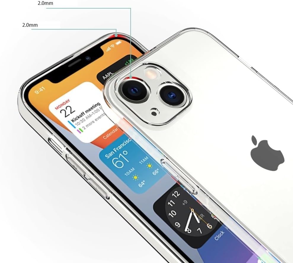 Captor Cover Trasparente per iPhone 13 6.1 Pollici, Custodia TPU in Silicone Flessibile Morbida e Sottile, Alta Qualità con Bordo Rialzato per Schermo e Protezione Fotocamera