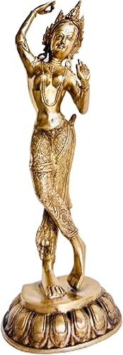 QT Shopping Estatua de latón, tara verde, de 20 pulgadas, hecha a mano, tibetana, blanca, tara, dama, Buda, la deidad curativa, maya, Devi,
