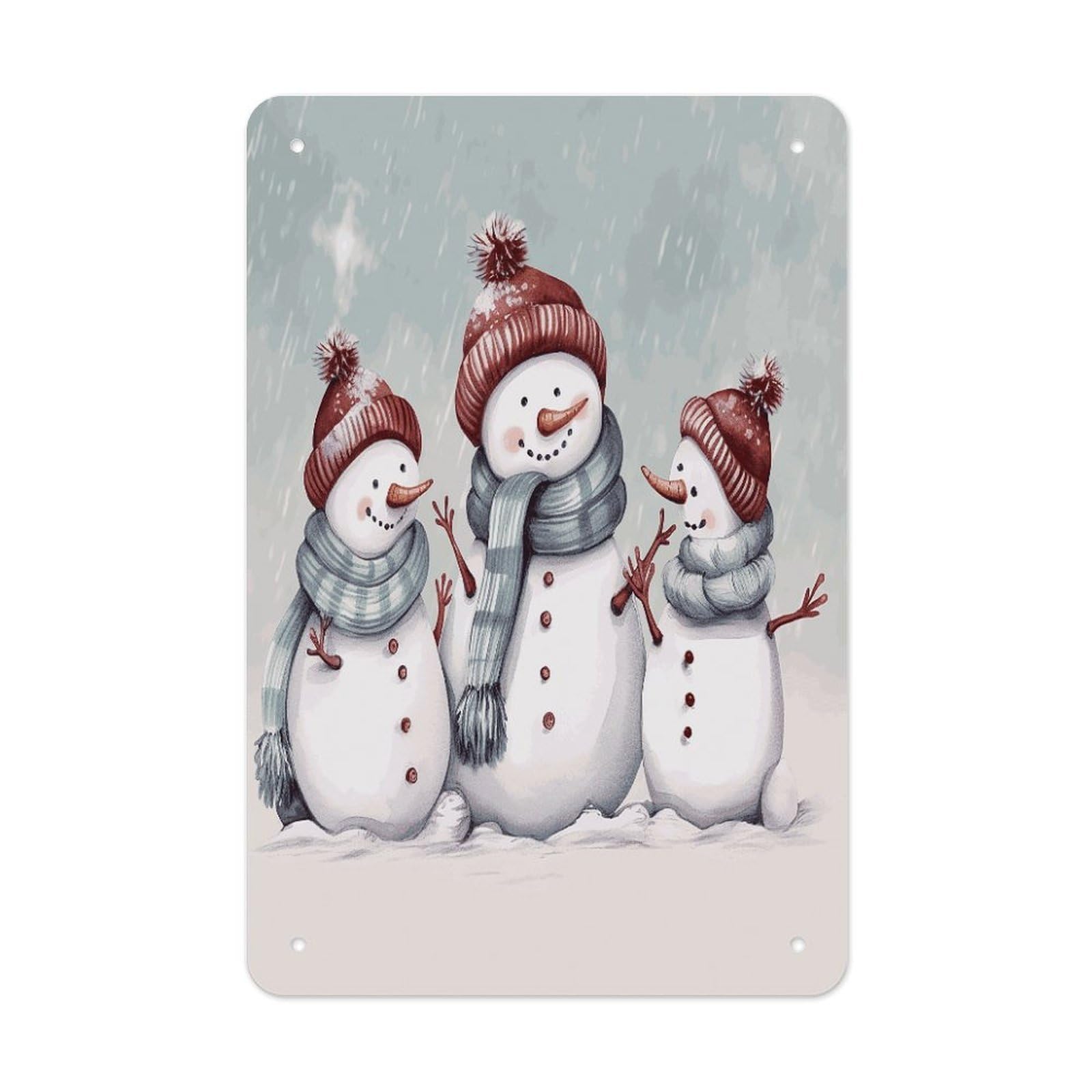LDGSUPH Winter Snowman Wall Art Prints Folded Edge Iron Sheet Painting with Holes for Wall Prints Decorative Picture Metal Signboard Decor Painting for Outdoor Indoor Wall Decor