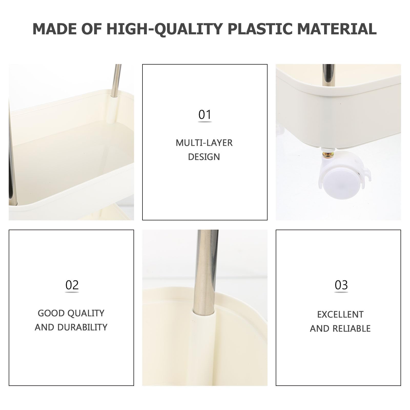 Carrello Portatutto Multiuso a Livelli in Plastica Bianco