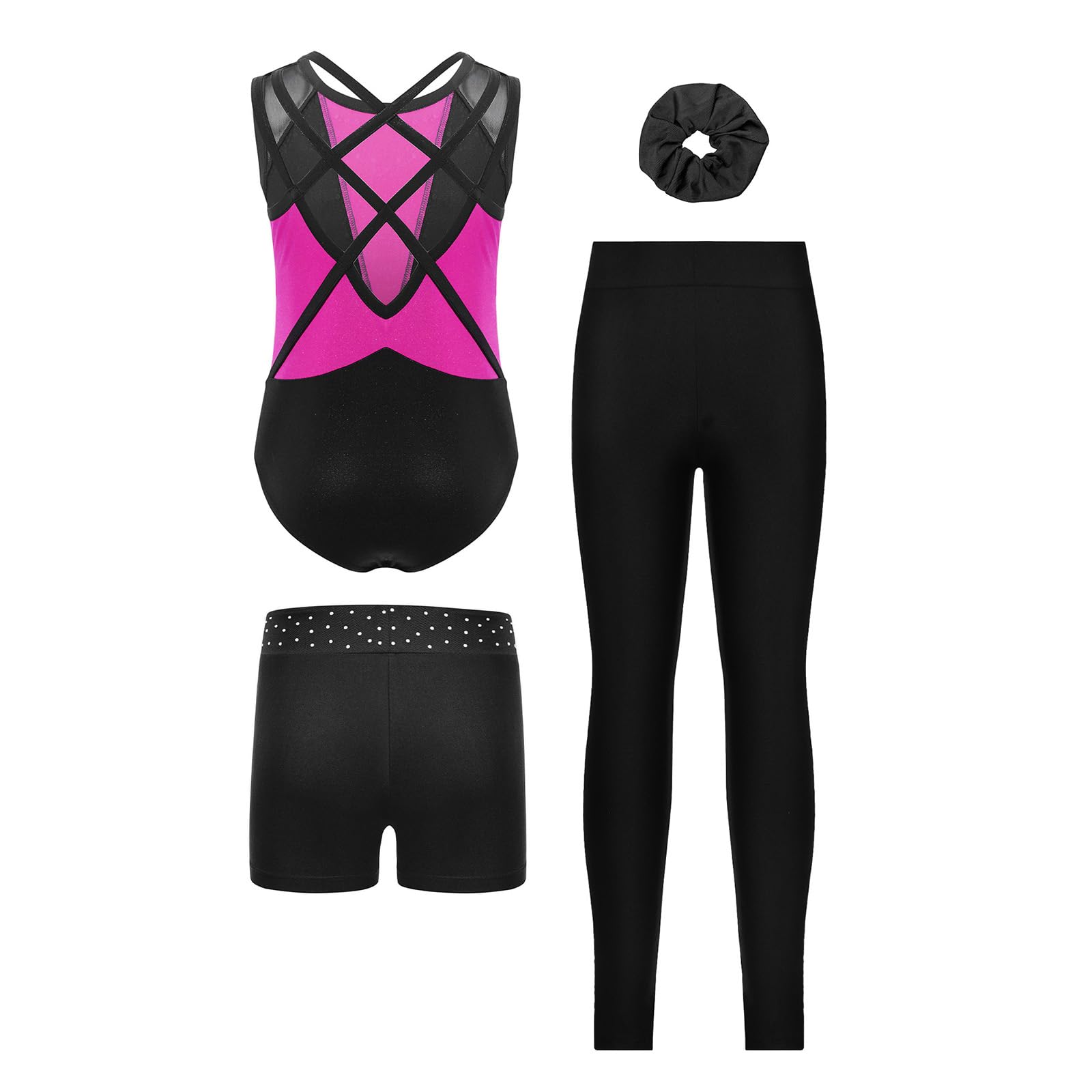 CHICTRY Bambini Body Ginnastica Ritmica Bambine Con Shorts Set Leotard Ginnastica Pezzi Bambine Outfit Per Allenamento Body Ritmica Sport
