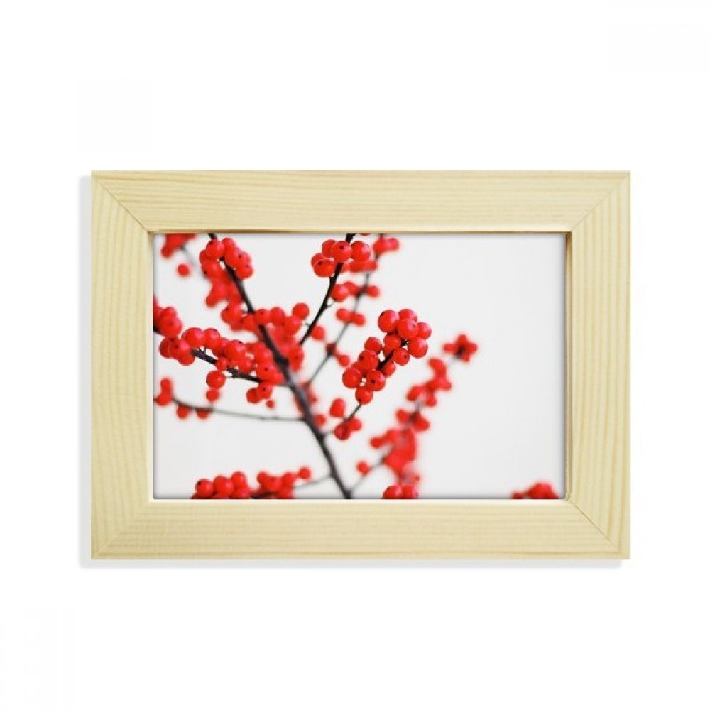 Cuadro de escritorio de madera 5x7 con fotografía de rama roja de DIYthinker