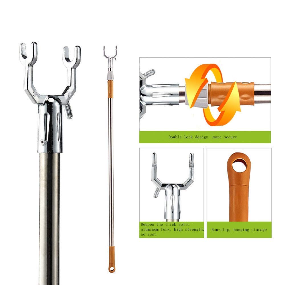 Long Reach Pole Closet Hook 64" with Long Handle Extendable Reaching