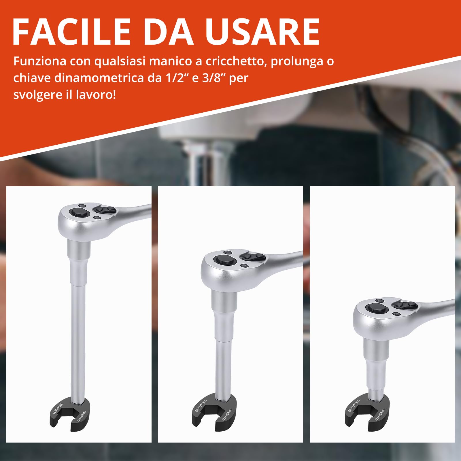 GETLITOOL Set 15PZ Chiavi a Forcella Aperta per Tubi in Cr-Mo, 12pz 3/8" (8-19mm) e 3pz 1/2" (22-24mm), Chiavi Crowfoot con Valigetta Rigida, Chiavi a Bussola Aperta per Auto Idraulica Officina DIY