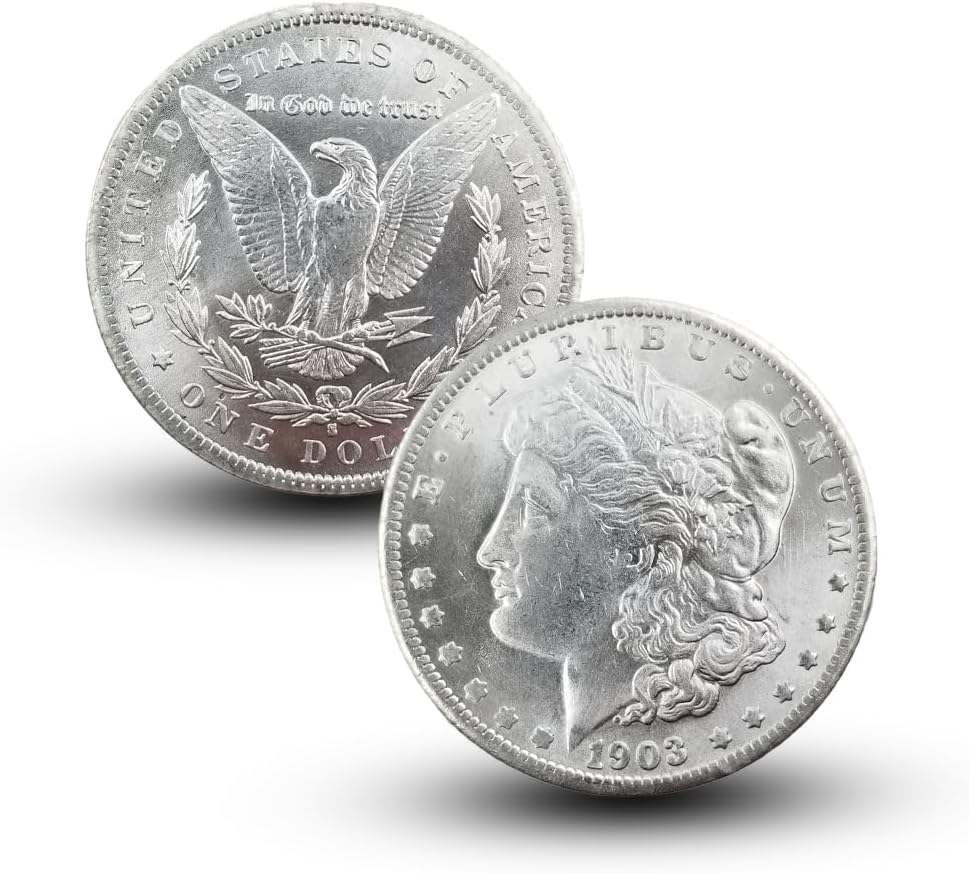 Antique 1903 S Morgan Silver Dollar Coins, American Silver Coins, Vintage U.S. Ancient Coin, Lucky History Decor Old Coin, Complete Set Morgan Dollar