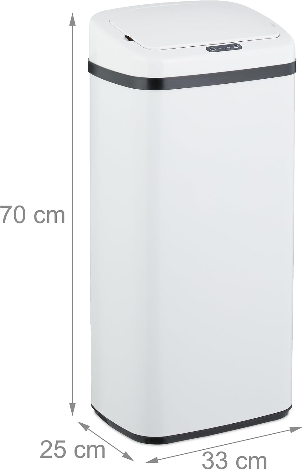 Relaxdays Rubbish Bin with Sensor, 40 L, Electric Lid, Rubbish Bag Holder, Kitchen Rubbish Bin, White